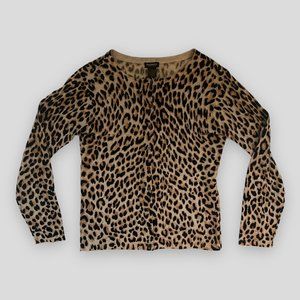 100% Cashmere Leopard Print Cardigan